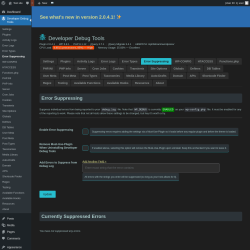 Page screenshot: Developer Debug Tools &rarr; Error Suppressing