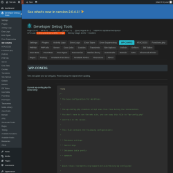 Page screenshot: Developer Debug Tools &rarr; WP-CONFIG