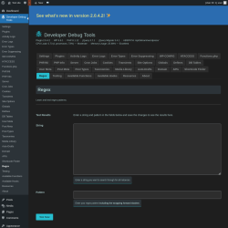 Page screenshot: Developer Debug Tools &rarr; Regex