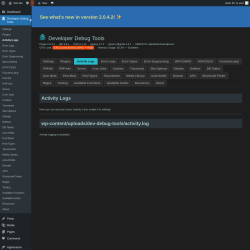 Page screenshot: Developer Debug Tools &rarr; Activity Logs