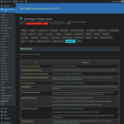 Page screenshot: Developer Debug Tools &rarr; Resources