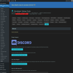 Page screenshot: Developer Debug Tools &rarr; About