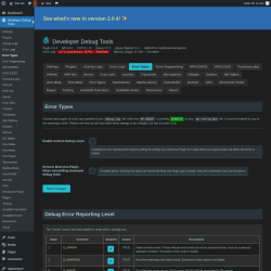 Page screenshot: Developer Debug Tools &rarr; Error Types