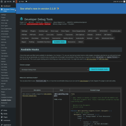 Page screenshot: Developer Debug Tools &rarr; Available Hooks
