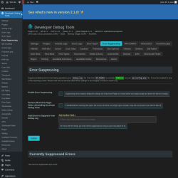 Page screenshot: Developer Debug Tools &rarr; Error Suppressing