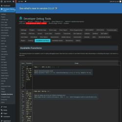 Page screenshot: Developer Debug Tools &rarr; Available Functions