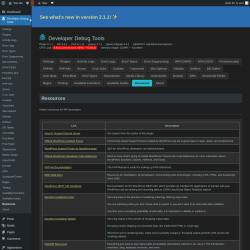 Page screenshot: Developer Debug Tools &rarr; Resources