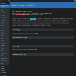 Page screenshot: Developer Debug Tools &rarr; Error Logs