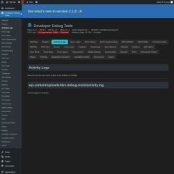 Page screenshot: Developer Debug Tools &rarr; Activity Logs