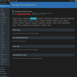 Page screenshot: Developer Debug Tools &rarr; Error Logs