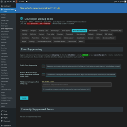 Page screenshot: Developer Debug Tools &rarr; Error Suppressing