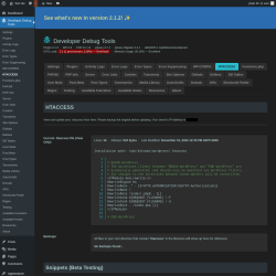 Page screenshot: Developer Debug Tools &rarr; HTACCESS