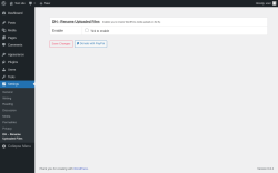 Page screenshot: Settings → DH – Rename Uploaded Files