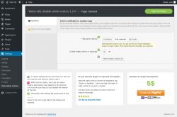 Page screenshot: Settings → Hide admin notices