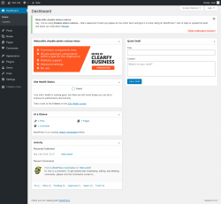 Page screenshot: Dashboard ‹ Test site — WordPress