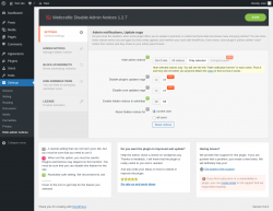 Page screenshot: Settings → Hide admin notices