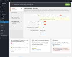 Page screenshot: Settings → Hide admin notices