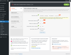 Page screenshot: Settings → Hide admin notices