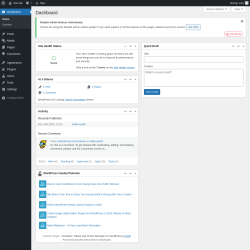 Page screenshot: Dashboard &lsaquo; Test site &mdash; WordPress
