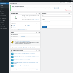 Page screenshot: Dashboard &lsaquo; Test site &mdash; WordPress