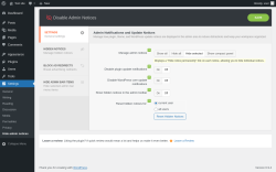 Page screenshot: Settings &rarr; Hide admin notices
