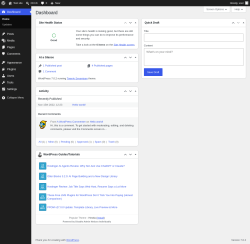 Page screenshot: Dashboard &lsaquo; Test site &mdash; WordPress