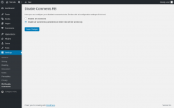 Page screenshot: Settings &rarr; Rb Disable Comments