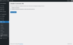 Page screenshot: Settings &rarr; Disable Comments RB