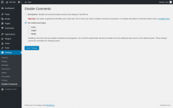 Page screenshot: Settings &rarr; Disable Comments
