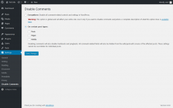 Page screenshot: Settings  &rarr; Disable Comments