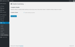 Page screenshot: Settings &rarr; Disable Gutenberg