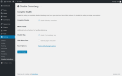 Page screenshot: Settings  &rarr; Disable Gutenberg