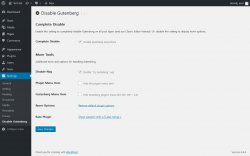 Page screenshot: Settings  &rarr; Disable Gutenberg