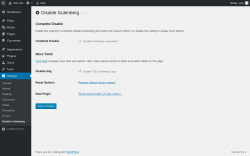 Page screenshot: Settings &rarr; Disable Gutenberg