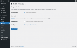 Page screenshot: Settings &rarr; Disable Gutenberg