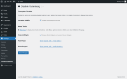 Page screenshot: Settings &rarr; Disable Gutenberg