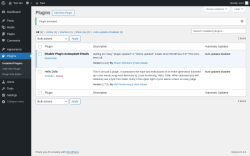 Page screenshot: Plugins &lsaquo; Test site &mdash; WordPress