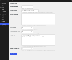 Page screenshot: Disable Site