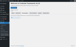 Page screenshot: Tools &rarr; Codestar Framework &rarr; Documentation