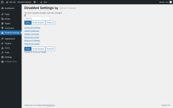 Page screenshot: Disabled Settings &lsaquo; Test site &mdash; WordPress