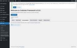 Page screenshot: Tools &rarr; Codestar Framework &rarr; Documentation