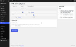 Page screenshot: Settings &rarr; HTML Sitemap
