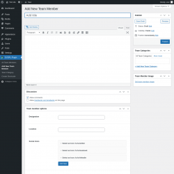 Page screenshot: EVDPL Plugin &rarr; Add New Team Member