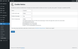 Page screenshot: Settings &rarr; Cookie Notice