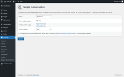 Page screenshot: Settings &rarr; Simple Cookie Notice