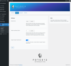 Page screenshot: Forge12 Double Opt-In → Settings