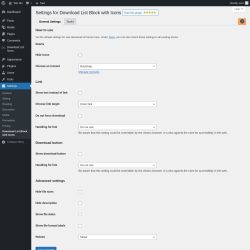 Page screenshot: Settings → Download List Block with Icons