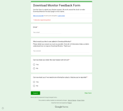 Page screenshot: Downloads &rarr; Suggest a feature