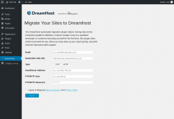 Page screenshot: DreamHost ‹ Test site — WordPress