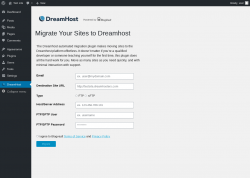 Page screenshot: DreamHost ‹ Test site — WordPress